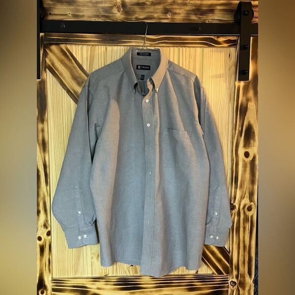 Chaps Oxford Buttondown Gray L - Picture 1 of 4